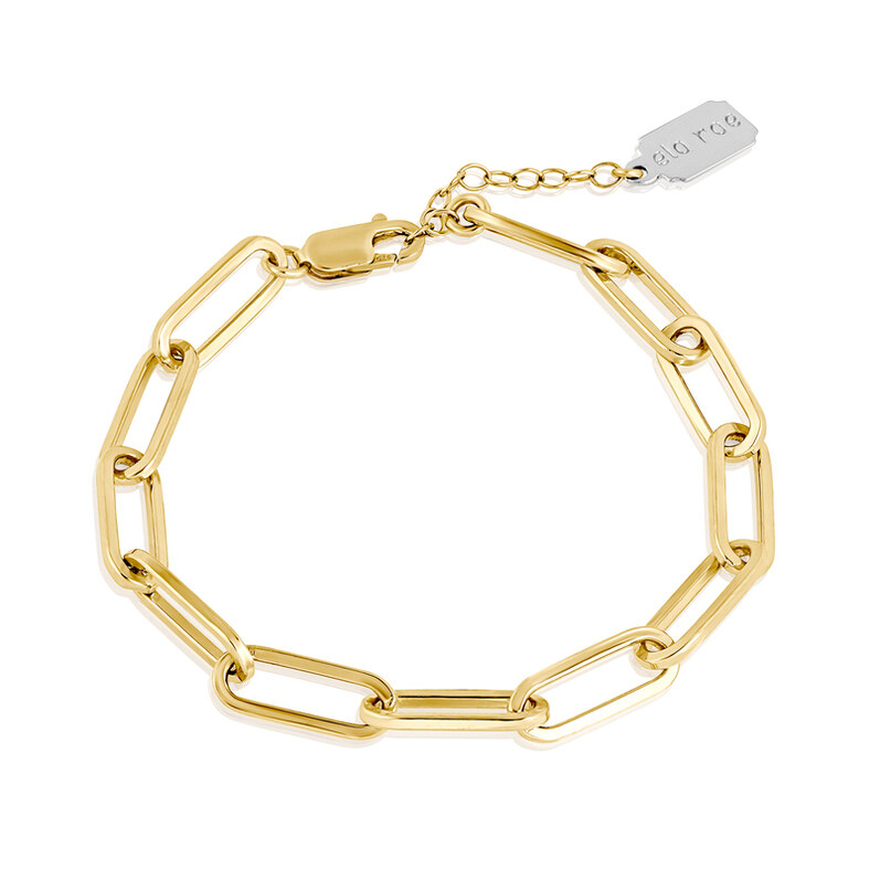 Sterling silver plated 14 karat gold paper clip chain bracelet